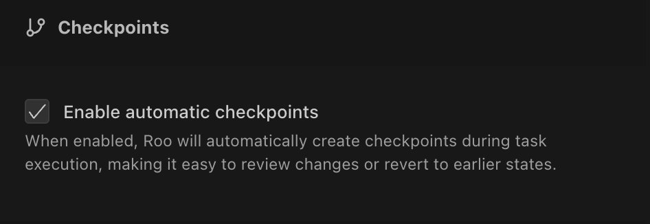 Checkpoint settings in TRMR configuration