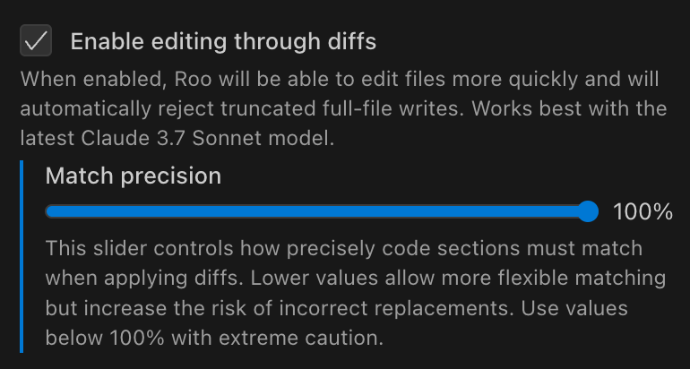 TRMR settings showing Enable editing through diffs