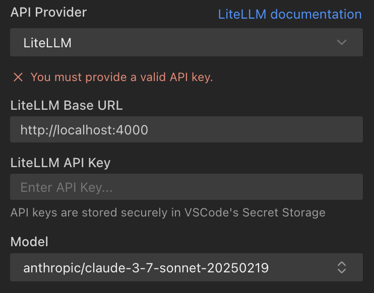 TRMR LiteLLM Provider Settings